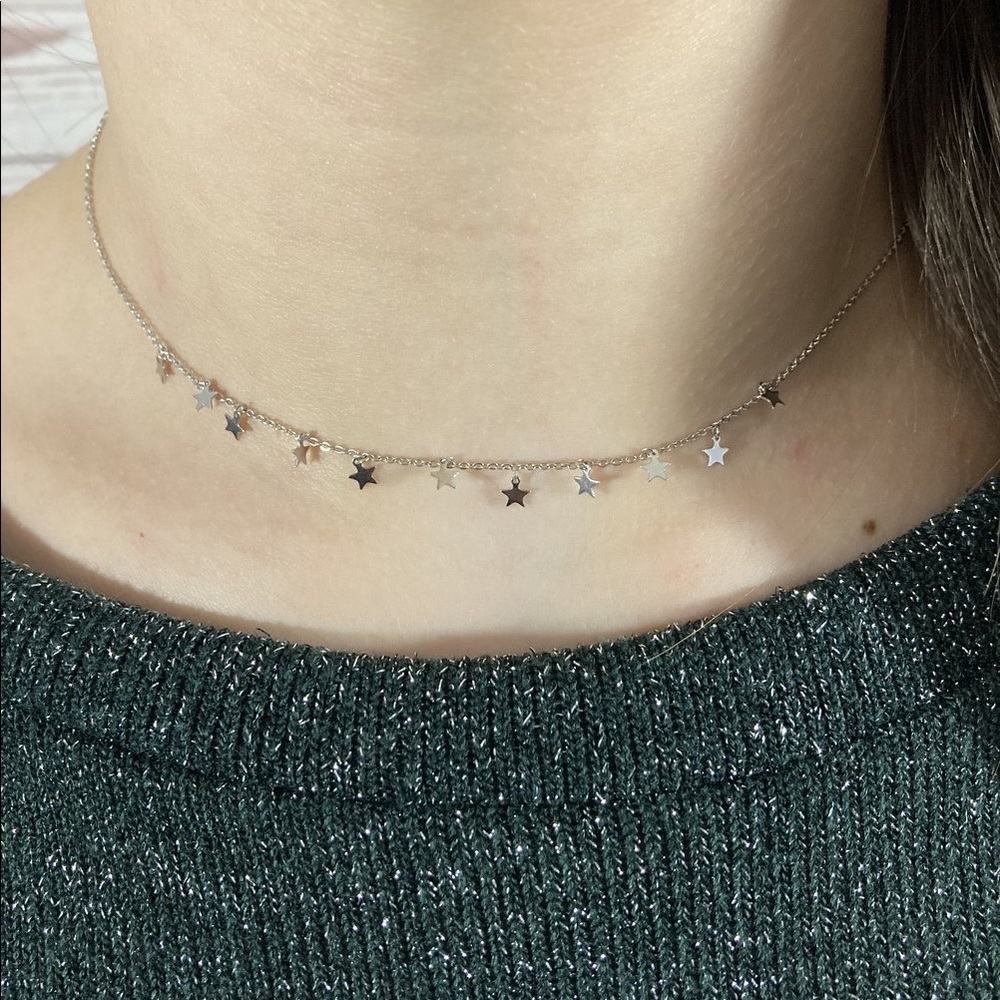 White Gold Dipped Stars Necklace